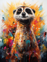 Abstract Meerkat Painting on White Background