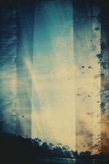 Old Film Overlay with light leaks, grain texture, vintage beige and sky blue background
