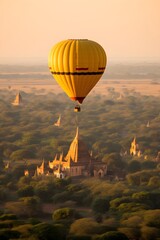 hot air balloons over Pagan, Pagan is an ancient city in the Mandalay Region of Myanma