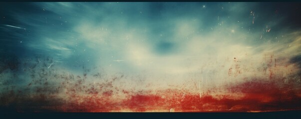 Old Film Overlay with light leaks, grain texture, vintage sky blue and ruby background