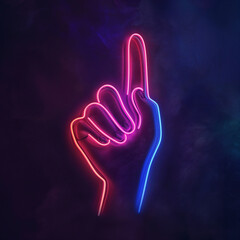 Obraz premium ネオンサイン。上を指す人差し指