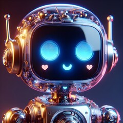 Fototapeta na wymiar Robot with smiley face. 3D illustration. 3D CG. High resolution. 