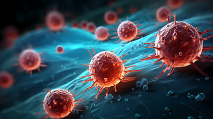 Cell background, virus cells, medical research background