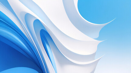 Modernes abstraktes blaues Hintergrunddesign mit Schichten aus strukturiertem, weißem, transparentem Material in Dreiecksrauten- und Quadratformen in zufälligen geometrischen Mustern	