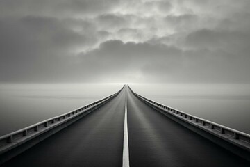 Endless road leading to sea. Generative AI - obrazy, fototapety, plakaty