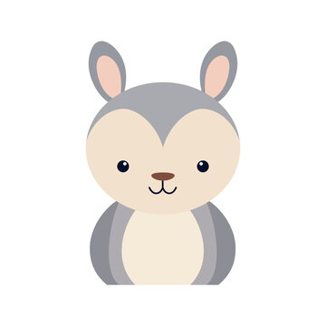 Cute rabbit animal sticker. Cute animal face cartoon vector illustration
