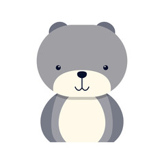 Cute bear animal sticker. Cute animal face cartoon vector illustration