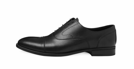 Black leather men shoe isolated on white