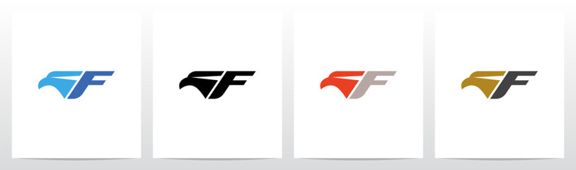 Eagle Head On The Side Of Letter Logo Design F