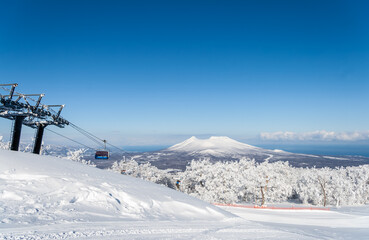 厳冬期、樹氷に覆われた世界