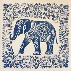 Block printed elephant