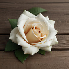 beautiful rose flower on wood background