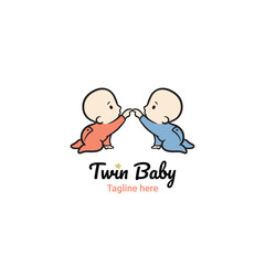 Twin baby logo, baby shop vector