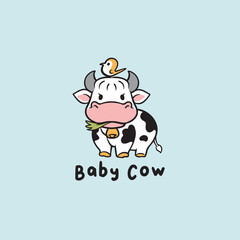 Baby cow logo, baby shop vector