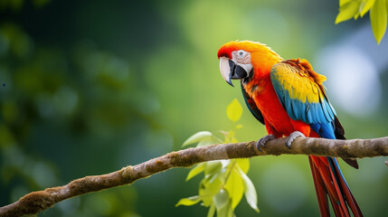 In the Wild: Full-Length View of Macaw Parrot with Exquisite Tail