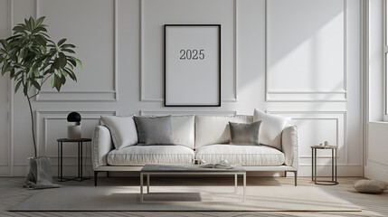 Living Room Vision: Modern Decor Surrounds 2025 Poster Frame Mock-Up