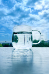 The water reflex with the blue sky
