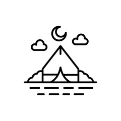 Camping tent outline icons, minimalist vector illustration ,simple transparent graphic element .Isolated on white background