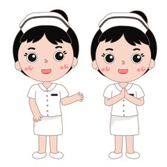 Cartoon nurse illustration standing and talking