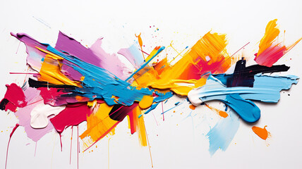 Abstract colorful oil paint stroke splatters - obrazy, fototapety, plakaty