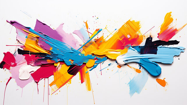 Abstract colorful oil paint stroke splatters
