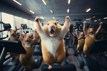 Fitness lifestyle sport gym health animal exercise training healthy active - obrazy, fototapety, plakaty