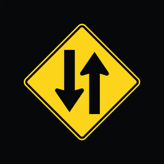 traffic incoming and outgoing ahead sign 