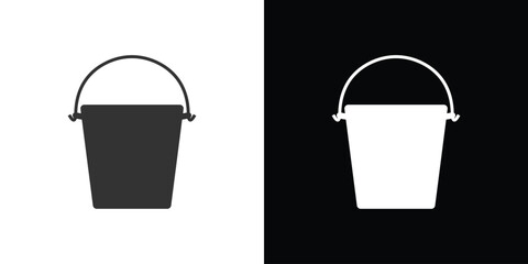 Bucket icon on black and white - obrazy, fototapety, plakaty