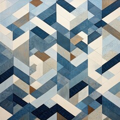 Steel blue and taupe zigzag geometric shapes