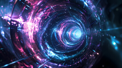 abstract futuristic digital art background. hyperspace concept. swirling vortex design.