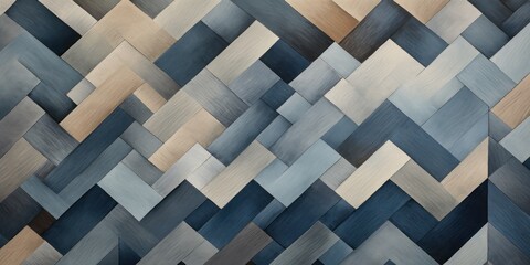 Steel blue and taupe zigzag geometric shapes