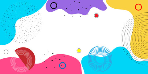 Abstract Pop art color background memphis pattern and wave, geometric shape, Color wave template and presentation design