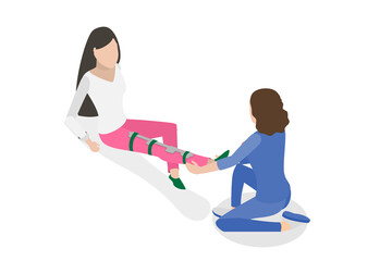 3D Isometric Flat  Conceptual Illustration of Rehabilitation, Physiotherapy Rehab, Injury Recovery