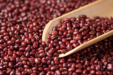 Raw red bean or azuki beans seeds texture background