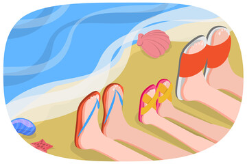 Obraz na płótnie Canvas 3D Isometric Flat Icon of Beach View, Summer Vacation