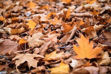 Dried autumn leaves lying on the floor