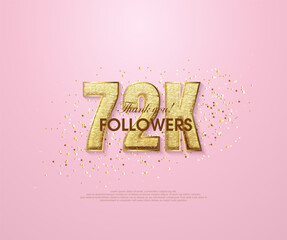 Pink 72k thank you followers, thank you banner for social media posts.