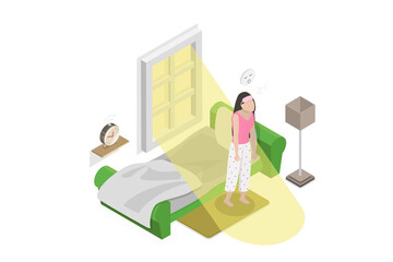 3D Isometric Flat  Conceptual Illustration of Start Of Day, Low Energy in the Morning