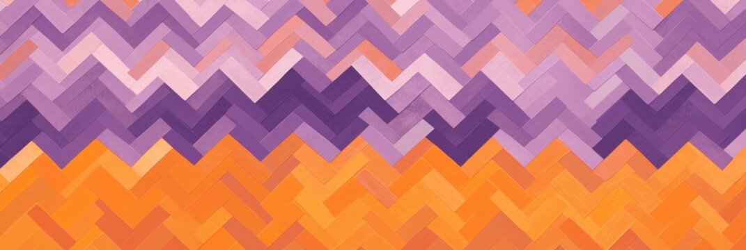 Tangerine and mauve zigzag geometric shapes