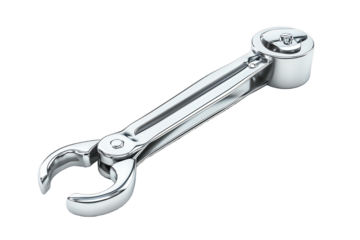 The bottle opener is silver in color and has a smooth, shiny finish. on a transparent background.
