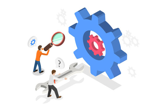 3D Isometric Flat Conceptual Illustration of Technical Issue, Maintenance or Troubleshooting