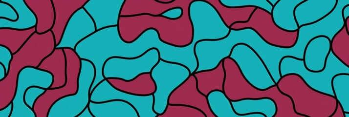 Turquoise and burgundy zigzag geometric shapes