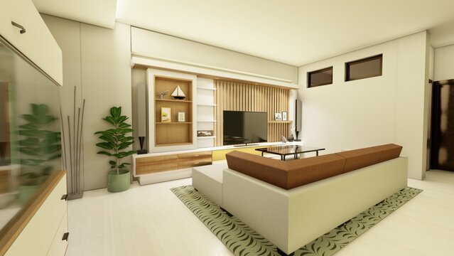 living room 3d rendering