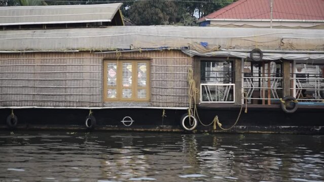 House boat moving on backwater of Kerala