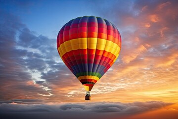 Fototapeta na wymiar Colorful hot air balloon at sunrise