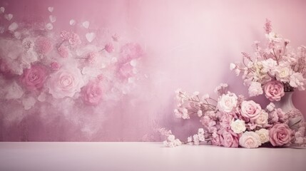 pastel wallpaper pink background illustration floral girly, feminine cute, soft blush pastel wallpaper pink background