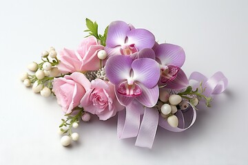 Arrangement of flowers in lilac color tone