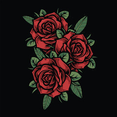 three red roses vector logo