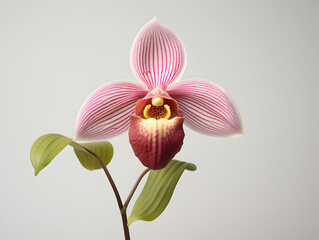 Fototapeta na wymiar Lady Sliper Orchid flower in studio background, single lady sliper flower, Beautiful flower images