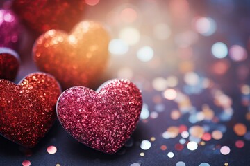 Obraz premium Arrangement of hearts and glitter
